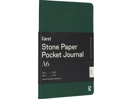 Karst® Zápisník A6 z kamenného papieru, dark green