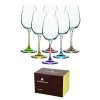 VS | Sada 6 pohárov na víno (350ml) s farebnými nožičkami, transparent