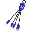 Light-up nabíjací kábel so 4 konektormi SCX.design C15, reflex blue/black