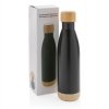 Nerezová termo fľaša s bambusovými detailmi 520ml, Black