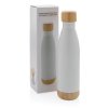 Nerezová termo fľaša s bambusovými detailmi 520ml, white