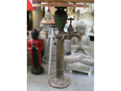 Industriální barový stůl z recyklované pumpy průměr 55cm, výška 88cm