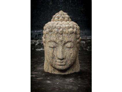 Socha Budha Buddha hlava - korálová patina 100cm