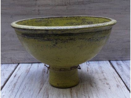 Mísa terakota s nohou průměr 30cm žlutá patina