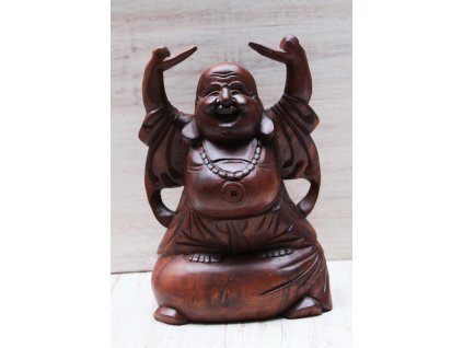 Socha Happy Budha Buddha ručně vyřezávaný 27cm