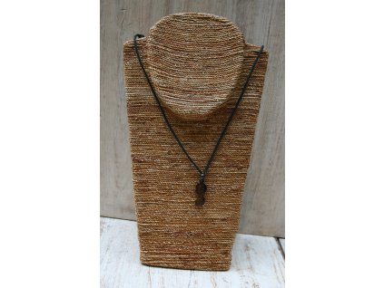 Přívěšek z buvolí kosti abstraktní na voskované šňůrce obvod cca 40-80 cm