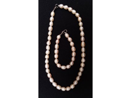 Set pravé perly - náhrdelník 50cm a náramek 20cm