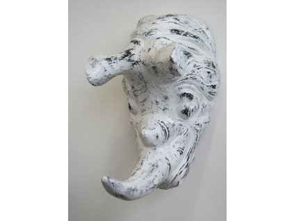 Nosorožec - dekorace hlava 48x28x46cm bílá patina