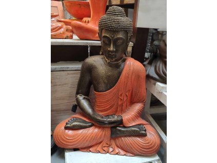 Socha Budha Buddha fiber pryskyřice 60cm oranžové roucho