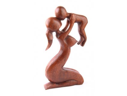 Soška abstrakt - matka s dítětem dřevořezba 20cm