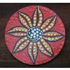 Dřevěný ručně malovaný podtácek průměr 10cm flower red