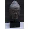 Socha Budha Buddha hlava na dřevěném podstavci 30cm - patina BY