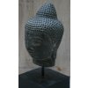 Socha Budha Buddha hlava na dřevěném podstavci 24cm patina DG