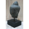 Socha Budha Buddha hlava na dřevěném podstavci 24cm patina DG