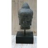 Socha Budha Buddha hlava na dřevěném podstavci 18cm patina DG