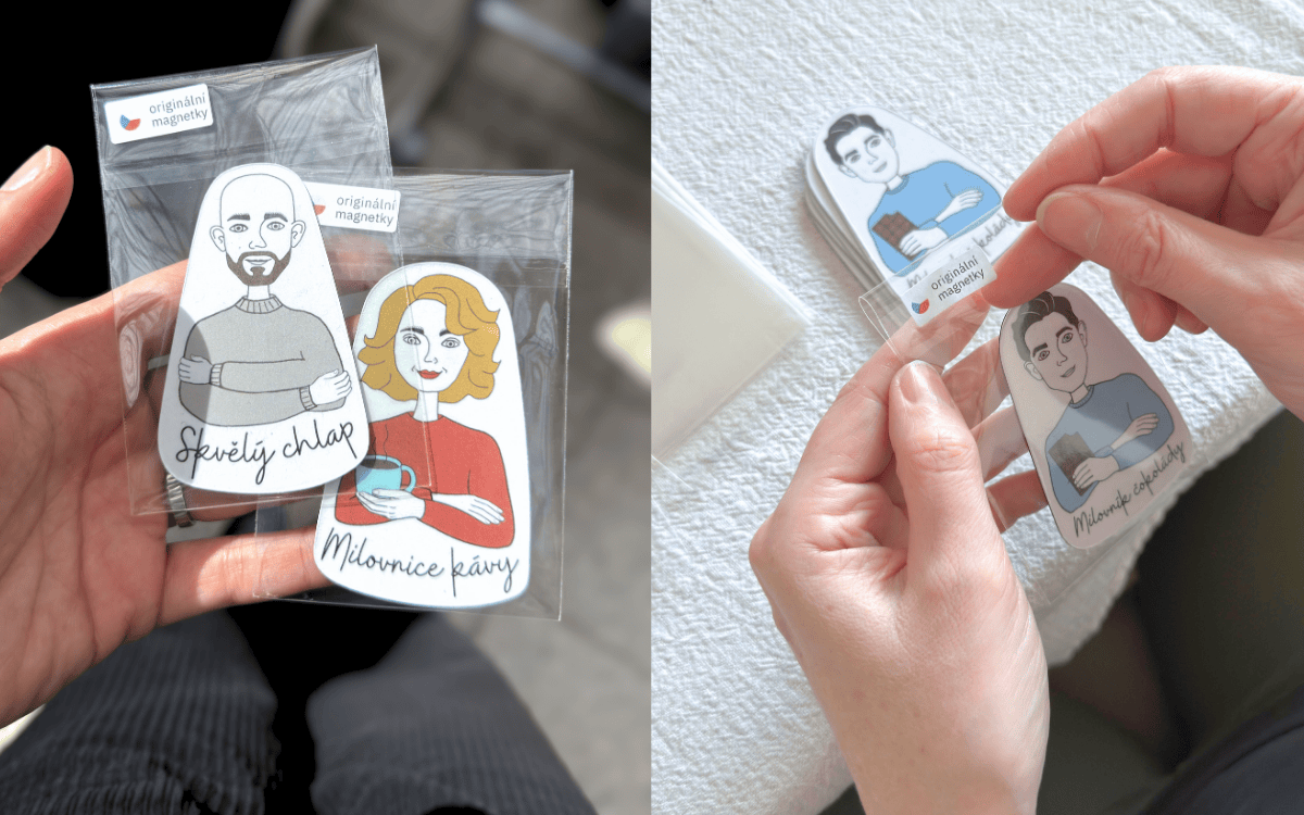 Materiály a balení autorských magnetek.