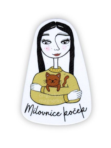 Milovnice koček - originální ilustrovaný magnet