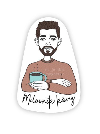 Milovník kávy - originální ilustrovaný magnet