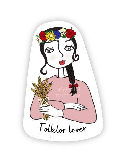 Folklor lover - originální ilustrovaný magnet