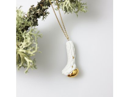 Řetízek s přívěskem Magnolie bílá se zlatem