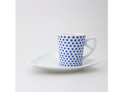 Espresso šálek s podšálkem, modrý puntík, jelen