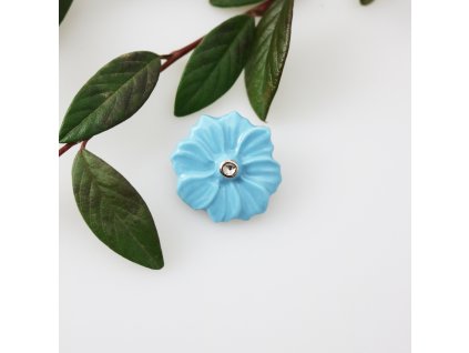 Brož Kvítek modrý s platinovým středem