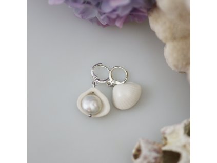 Náušnice mušle s velkou perlou