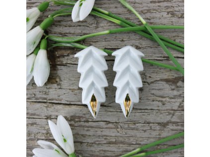 MyOrigami porcelánové náušnice bílé se zlatem