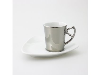 Espresso šálek s podšálkem Trio, stříbrný lesk