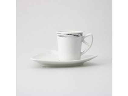 Espresso šálek s podšálkem, černá linka a laň