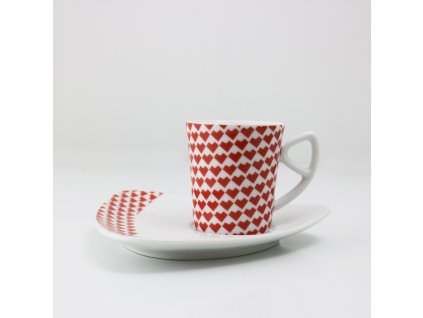 Espresso šálek s podšálkem, červené srdce