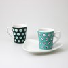 Espresso šálek s podšálkem velký puntík mint