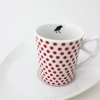 Espresso šálek s podšálkem, červený puntík, ptáček