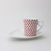 Espresso šálek s podšálkem, červený puntík, ptáček