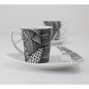 Espresso šálek s podšálkem, černobílý art dekor