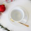 Vánoční Espresso šálek s podšálkem zlaté jmelí