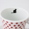 Espresso šálek s podšálkem, červený puntík, kočka