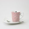 Espresso šálek s podšálkem, červený puntík, kočka