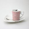 Espresso šálek s podšálkem, červený puntík, jezevčík
