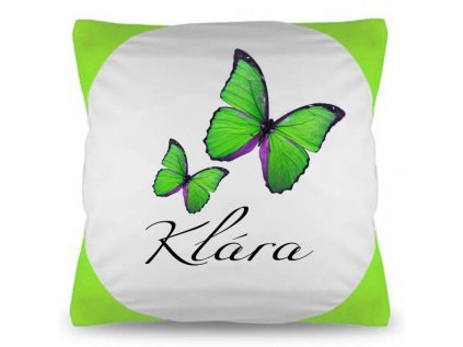 polštář zelené rohy Jméno a motýl