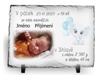 fotokámen miminko narození se slonem