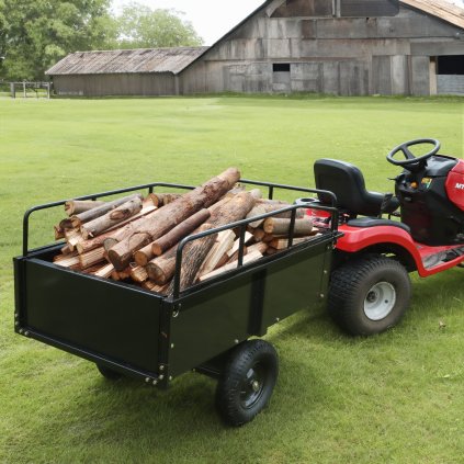 Heavy Duty ATV Přívěs ocelový sklápěcí vozík, 750 liber 15 kubických stop, zahradní užitkový přívěs s odnímatelnými bočnicemi pro pojízdný traktor sekačky na trávu