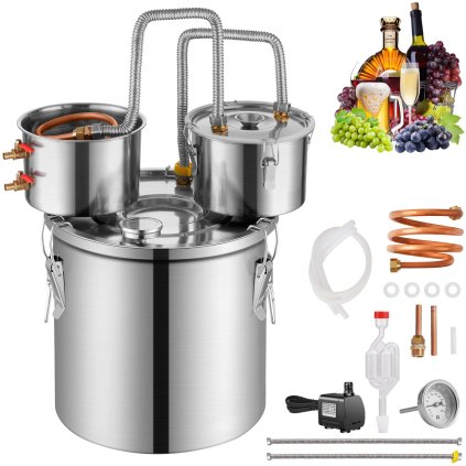 Moonshine Still Water Alcohol Distiller 8Gal se soudkem Thumper a 8W vodní pumpou