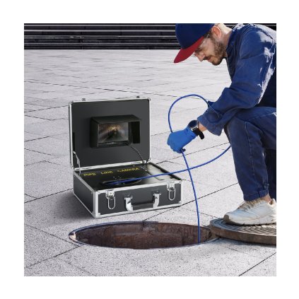 Kamera kanalizačního potrubí Inspekční kamera 7palcová obrazovka 1000TVL Kamera 100ft Kamera pro inspekci potrubí s funkcí DVR, vodotěsná IP68 kamera s 12 nastavitelnými LED diodami, s 16 GB SD kartou pro kanalizační potrubí, domov, potrubní odvodňov