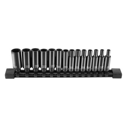 Sada rázových nástavců 14ks 6bodová 1/4" sada hlubokých nástavců metrický 4-15mm Cr-Mo