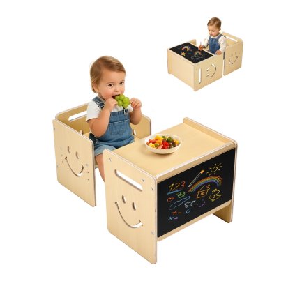 Set odstavovacího stolu a židličky Montessori psací stůl pro batolata s tabulovým dřevem
