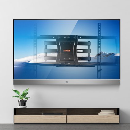 Full Motion TV držák Hodí se pro většinu 37-75palcových TV, otočný náklon vodorovně nastavitelný nástěnný držák se 4 kloubovými rameny, Max VESA 600 x 400 mm, udrží až 132 lb