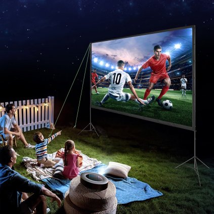 Projekční plátno se stojanem, 150palcové 16:9 4K 1080 HD venkovní filmové plátno se stojanem, nekrčivé projekční plátno se stativy a přenosnou taškou, pro domácí kino Kino Backyard Movie Night