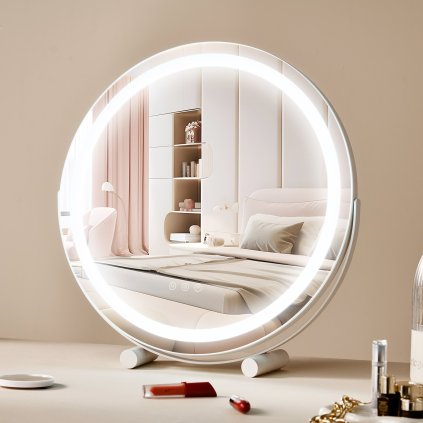 20" toaletní zrcadlo s LED osvětlením, kulaté, s chytrým dotykem do ložnice