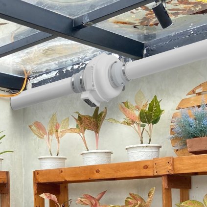 Sada 6" až 4,5" radonového ventilátorového systému Tichý 380 CFM řadový potrubní ventilátor
